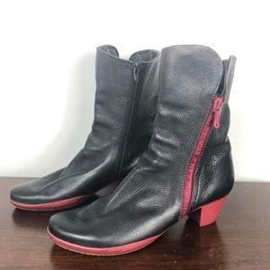 Arche LN Black Leather Red Latex with Zip Boot Size 8